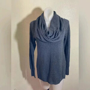 If It Were Me Womens Size S Cowl Neck Sweater Top Cotton Wool Grey Speckled